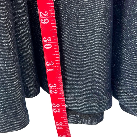 Anthropologie Pilcro Short-Sleeve Square-Neck Denim Mini Dress Sz L Blue Flare - Picture 11 of 13